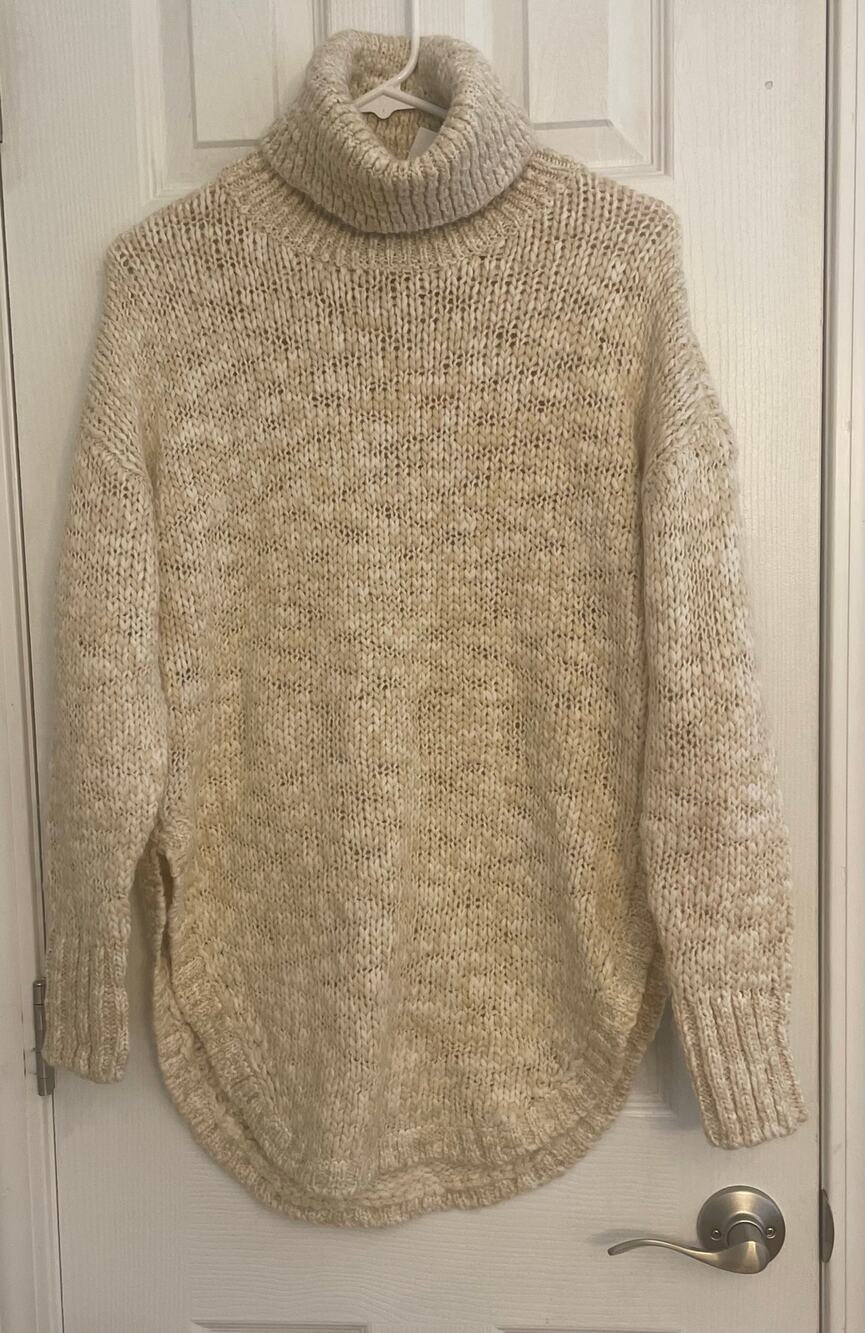 Treasure and Bond Ivory Fog Open Weave Cowl Neck Sweater, A66